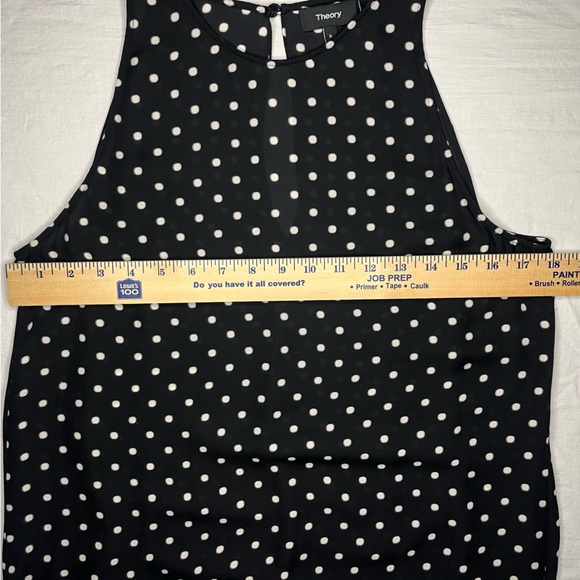 Theory Adlerdale-Haze Dot 100% Silk Slip Dress. Sz 6, black w/ivory dots. EUC - Picture 9 of 11